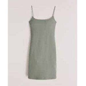 Abercrombie & Fitch Seamless Rib Cami Mini Dress - Olive Green